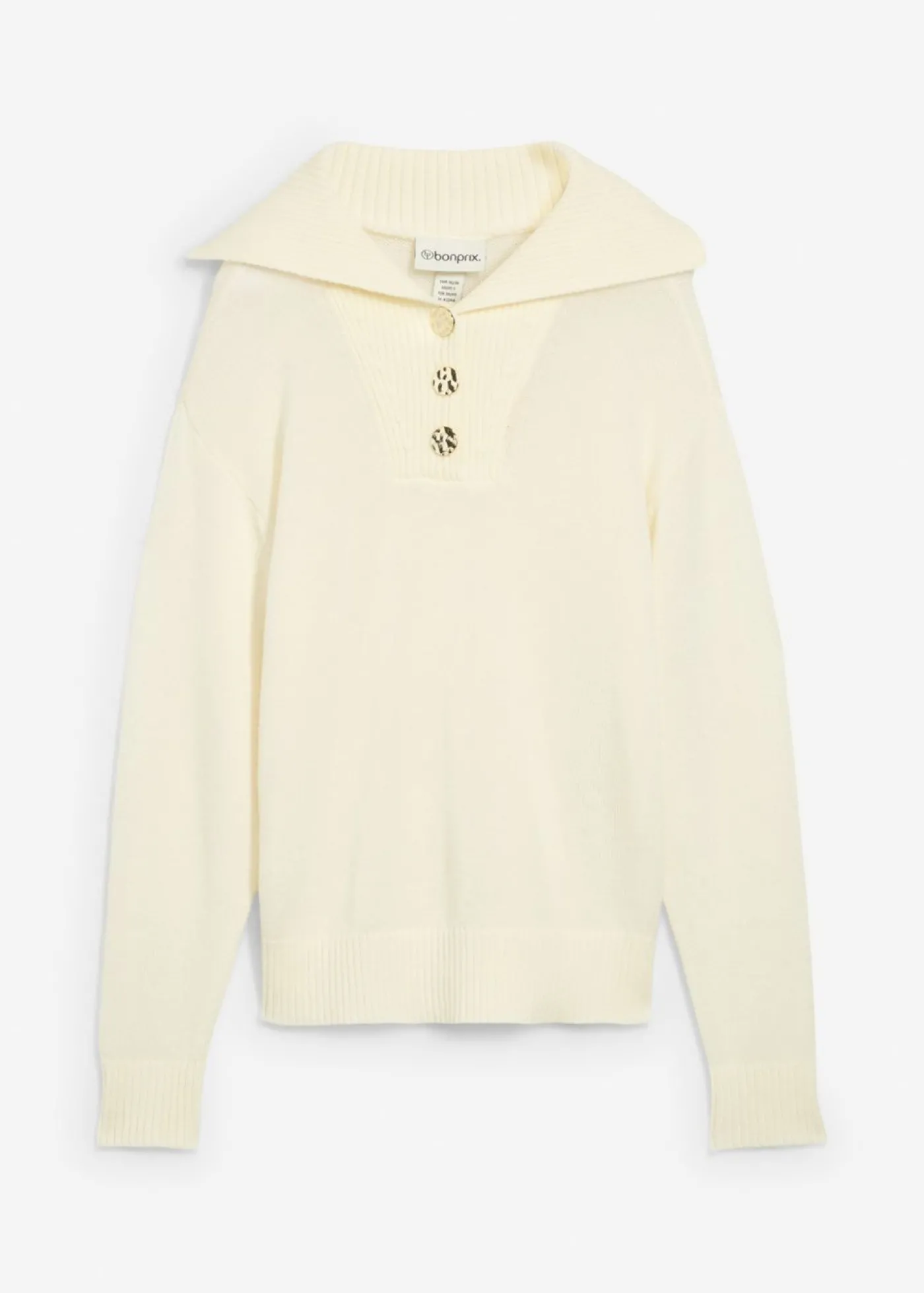 bonprix bonprix Jersey troyer con lana merina Blanco lana Clearance