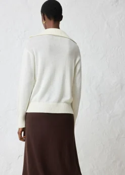 bonprix bonprix Jersey troyer con lana merina Blanco lana Clearance