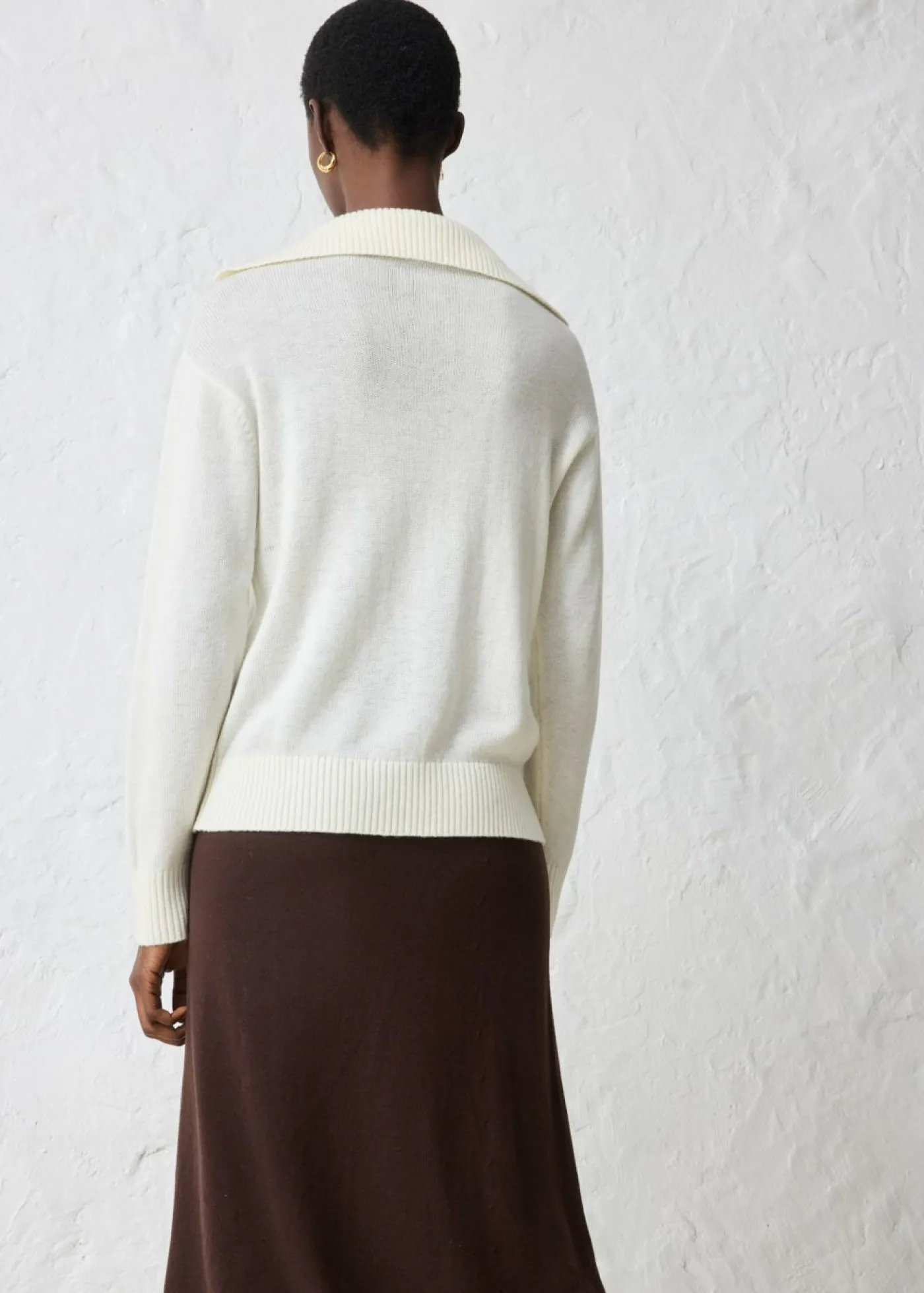 bonprix bonprix Jersey troyer con lana merina Blanco lana Clearance
