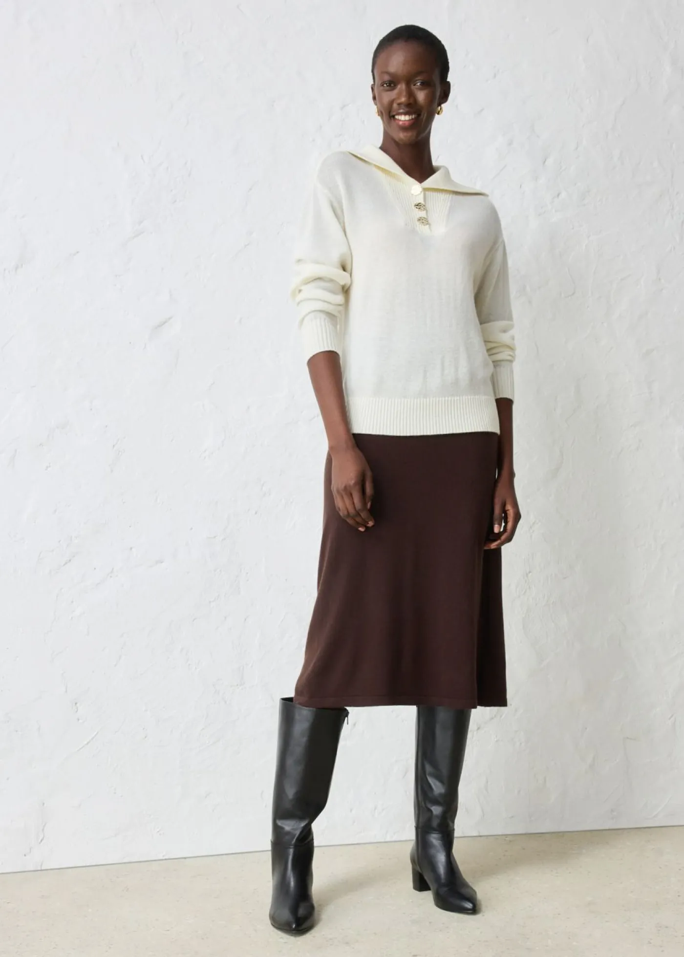 bonprix bonprix Jersey troyer con lana merina Blanco lana Clearance