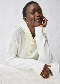 bonprix bonprix Jersey troyer con lana merina Blanco lana Clearance