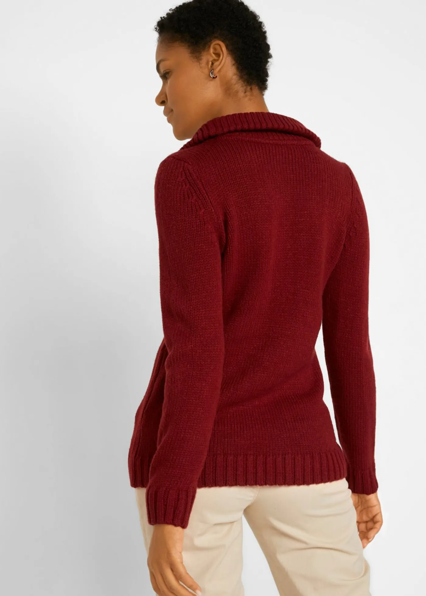 bonprix bonprix Jersey troyer con patrón trenzado rojo castaño New