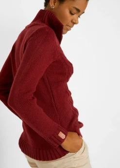 bonprix bonprix Jersey troyer con patrón trenzado rojo castaño New