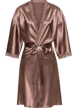 bonprix VENUS Kimono de satén Marrón grisáceo Online