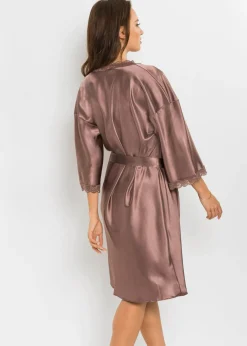 bonprix VENUS Kimono de satén Marrón grisáceo Online