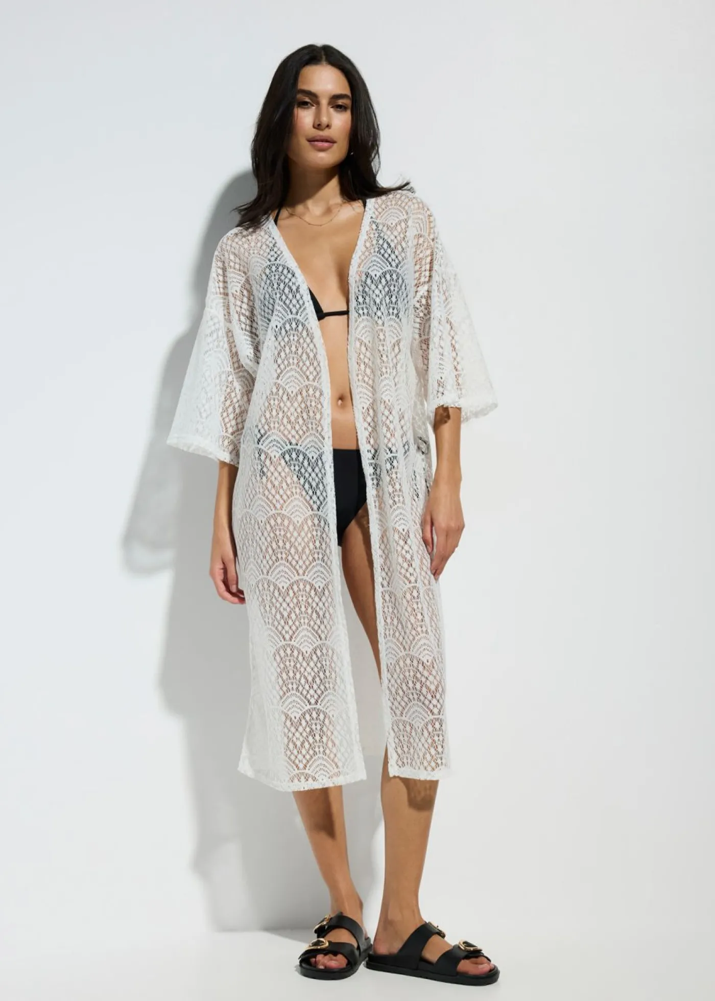 bonprix bonprix Kimono transparente para playa Blanco New