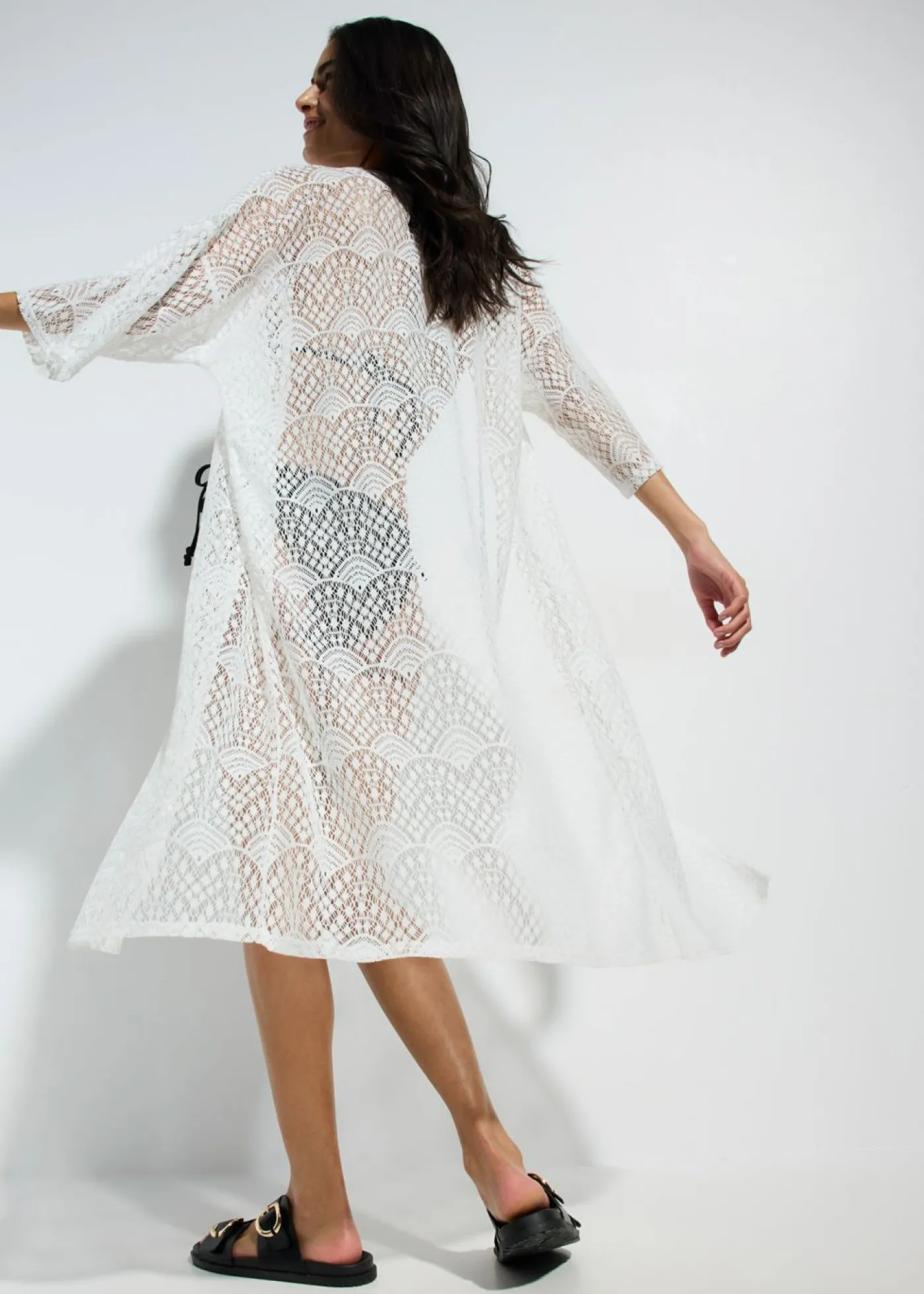 bonprix bonprix Kimono transparente para playa Blanco New