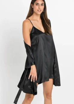 bonprix bonprix Kimono y negligé (juego de bata de 2 piezas) Negro Clearance