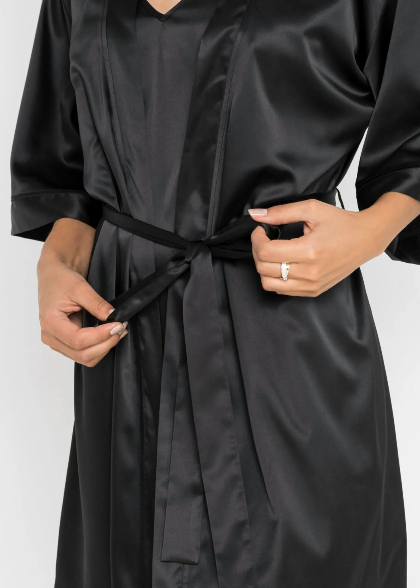 bonprix bonprix Kimono y negligé (juego de bata de 2 piezas) Negro Clearance