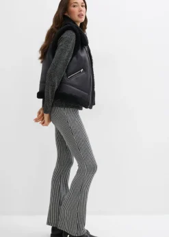 bonprix bonprix Leggings acampanados con hilo brillante negro con rayas Hot