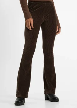 bonprix bonprix Leggings acampanados con aspecto de pana Marrón oscuro Hot