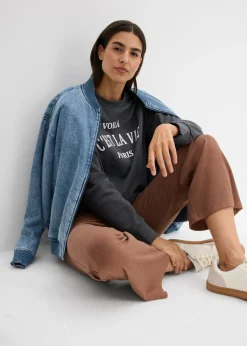 bonprix bonprix Leggings acortados de canalé de mezcla de viscosa Marrón castaño