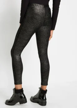 bonprix bonprix Leggings brillantes de terciopelo Negro-plata Discount