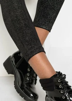 bonprix bonprix Leggings brillantes de terciopelo Negro-plata Discount