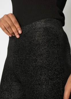 bonprix bonprix Leggings brillantes de terciopelo Negro-plata Sale