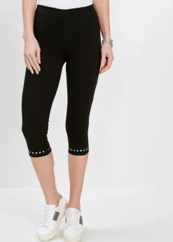 bonprix bonprix Leggings capri Negro-plateado New