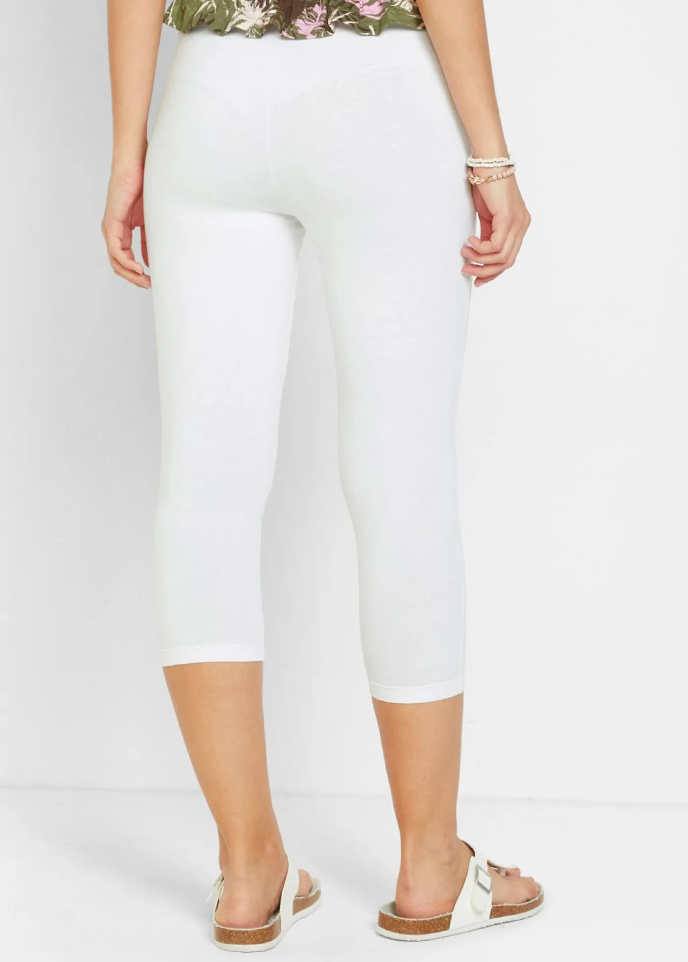 bonprix bonprix Leggings capri con cinturilla cómoda Blanco Discount