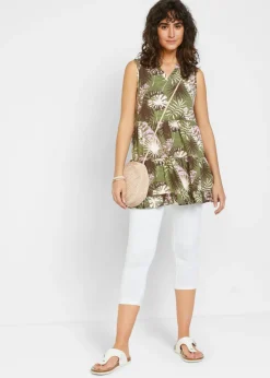 bonprix bonprix Leggings capri con cinturilla cómoda Blanco Discount