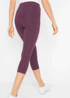 bonprix bonprix Leggings capri con cinturilla cómoda Burdeos