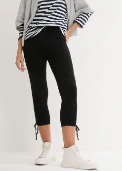 bonprix bonprix Leggings capri con fruncido (2 unidades) Blanco-negro Best
