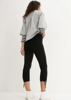 bonprix bonprix Leggings capri con fruncido (2 unidades) Blanco-negro Best