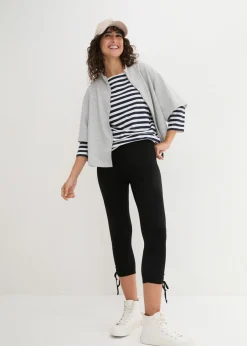 bonprix bonprix Leggings capri con fruncido (2 unidades) Blanco-negro Best