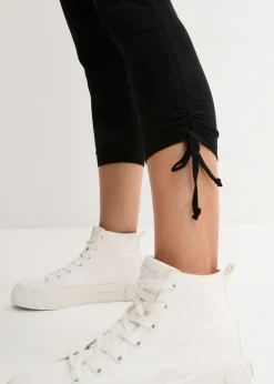 bonprix bonprix Leggings capri con fruncido (2 unidades) Blanco-negro Best