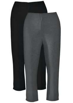 bonprix bonprix Leggings capri de corte ajustado (2 unidades) Antracita jaspeado-negro New