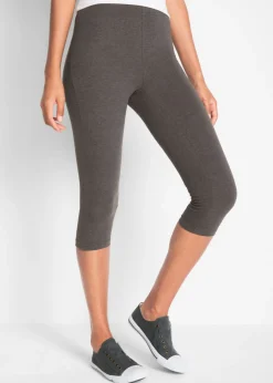 bonprix bonprix Leggings capri de corte ajustado (2 unidades) Antracita jaspeado-negro New