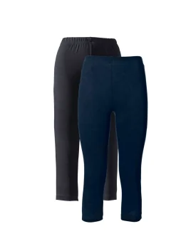 bonprix bonprix Leggings capri de corte ajustado (2 unidades) Azul marino-negro Clearance