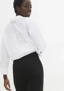 bonprix bonprix Leggings capri de mezcla de algodón Negro-plata Online