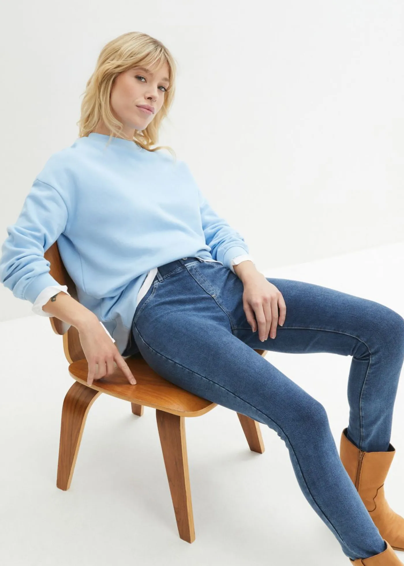 bonprix bonprix Leggings con aspecto de vaquero Azul Sale