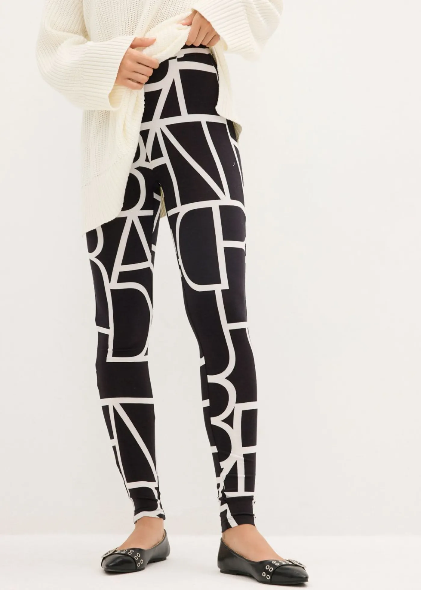 bonprix bonprix Leggings con estampado Negro-blanco Best