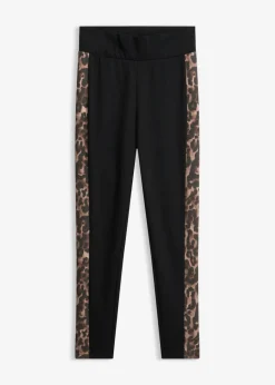 bonprix bonprix Leggings con talle alto Negro con estampado de leopardo Sale