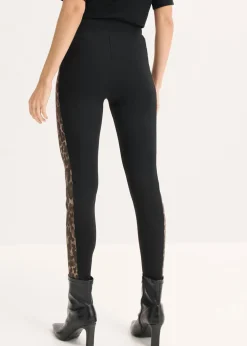 bonprix bonprix Leggings con talle alto Negro con estampado de leopardo Sale