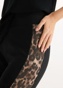 bonprix bonprix Leggings con talle alto Negro con estampado de leopardo Sale