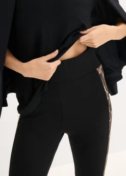 bonprix bonprix Leggings con talle alto Negro con estampado de leopardo Sale