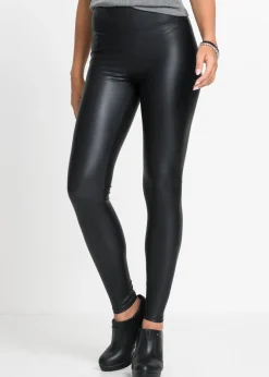 bonprix bonprix Leggings de piel sintética con revestimiento Negro Discount