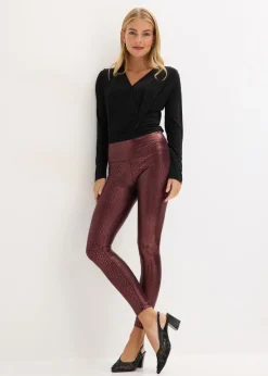 bonprix bonprix Leggings de piel sintética con alto brillo rojo burdeos Best