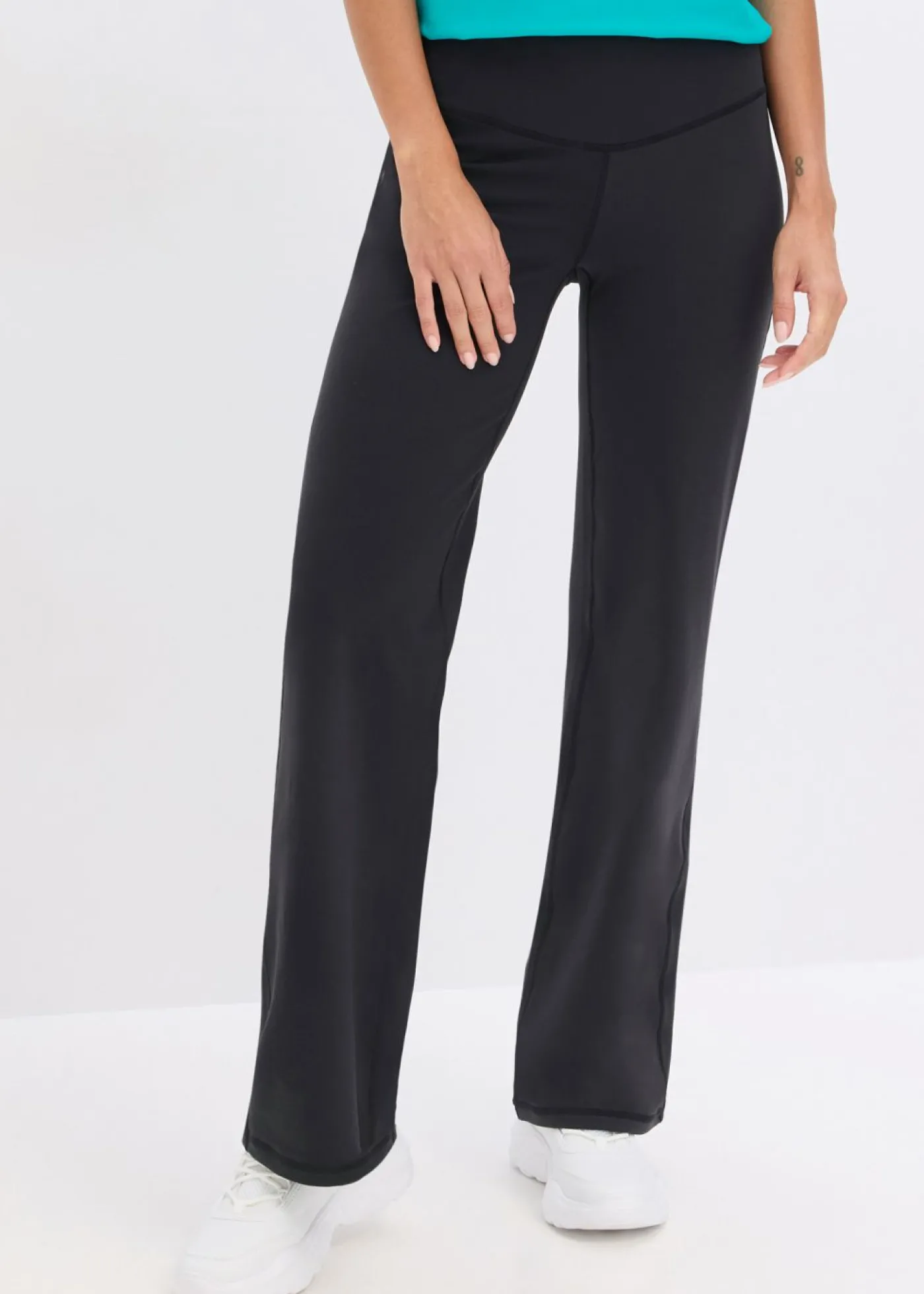 bonprix bonprix Leggings deportivos de algodón resistente con perneras rectas Gris-negro Outlet