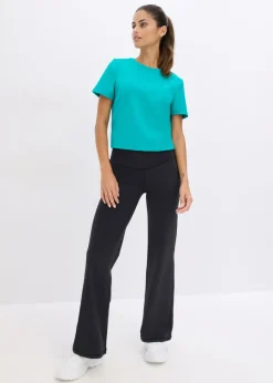 bonprix bonprix Leggings deportivos de algodón resistente con perneras rectas Gris-negro Outlet