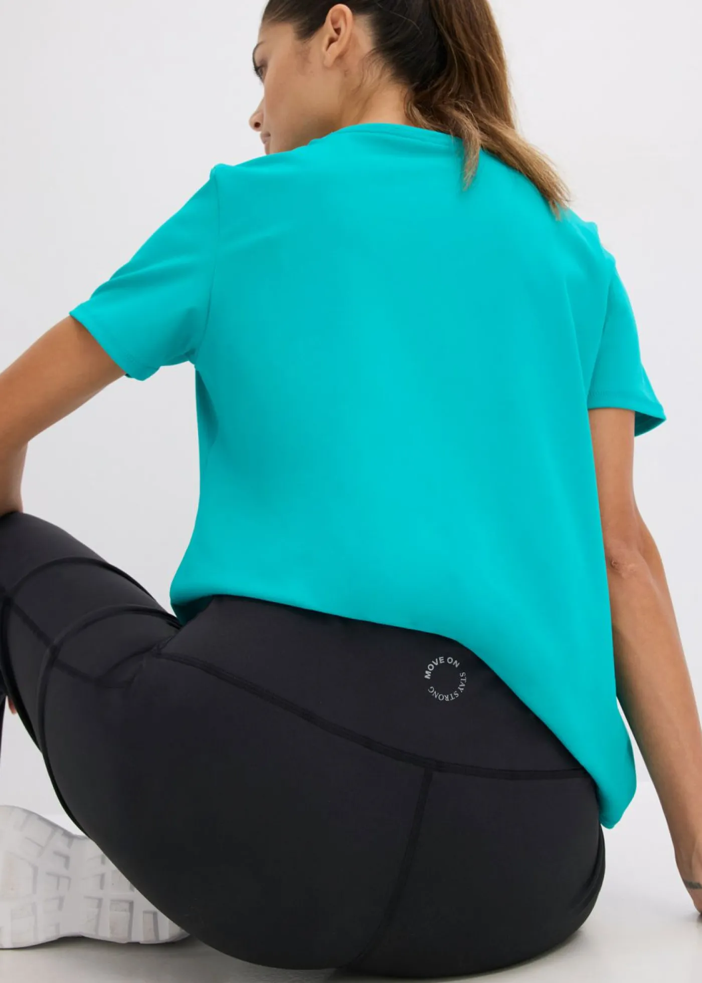 bonprix bonprix Leggings deportivos de algodón resistente con perneras rectas Gris-negro Outlet