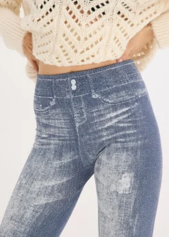bonprix bonprix Leggings sin costuras con interior suave Azul vaquero Clearance