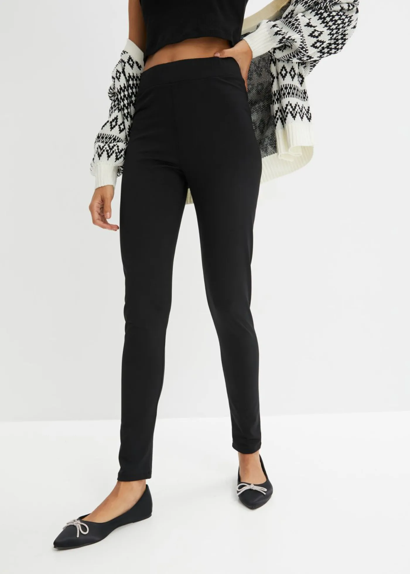 bonprix bonprix Leggings térmicos de talle alto con cintura alta y cómoda Negro Clearance