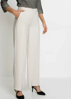 bonprix bonprix Ligero pantalón Marlene con viscosa Beige Sale
