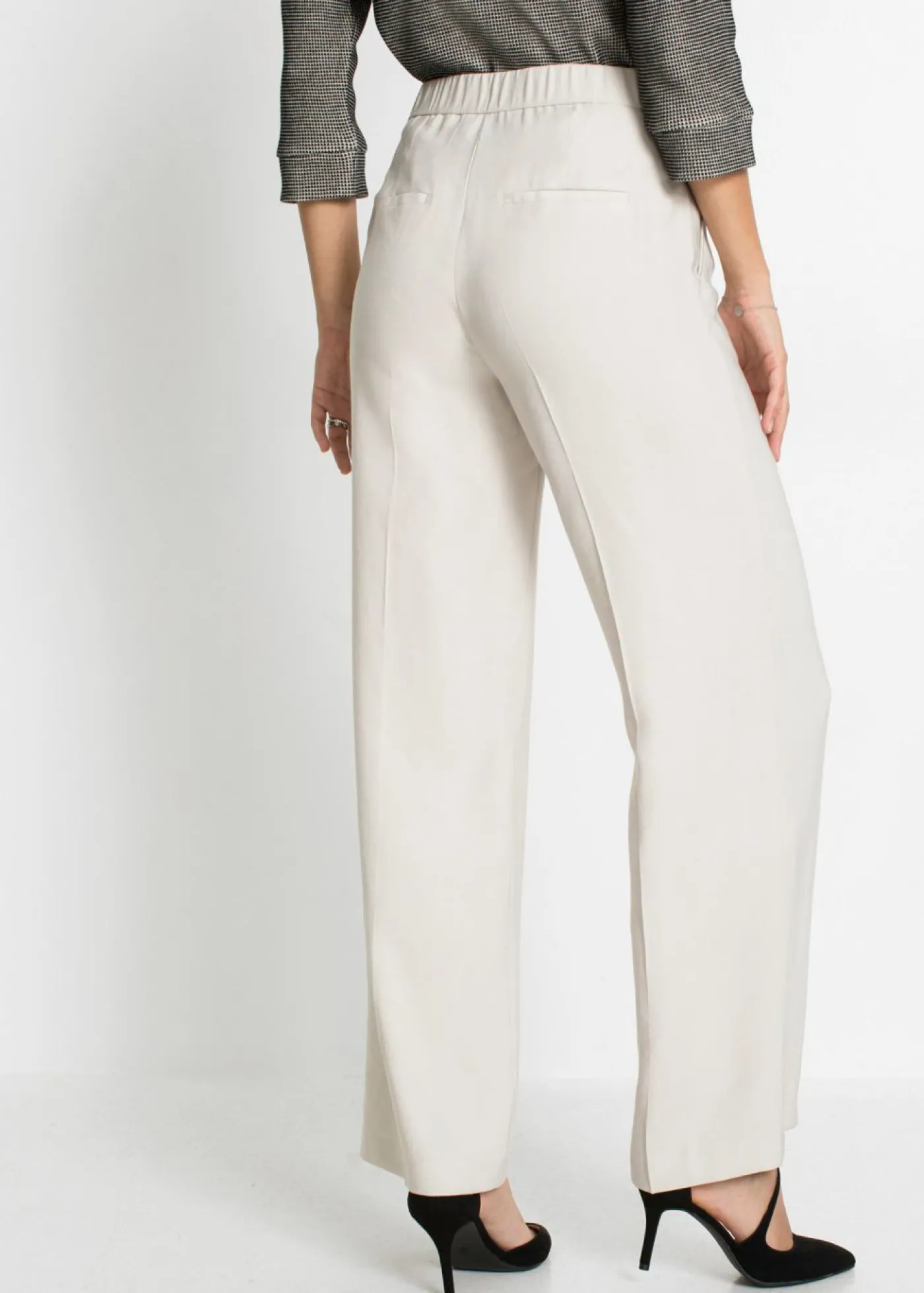 bonprix bonprix Ligero pantalón Marlene con viscosa Beige Sale