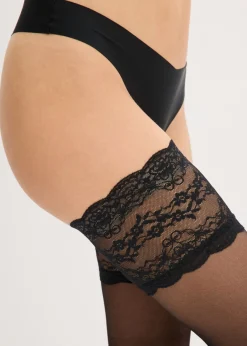 bonprix bonprix Medias de sujeción con encaje 20 den Negro Outlet
