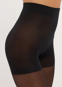 bonprix bonprix Medias opacas con efecto push up + Belly Control + cintura cómoda + compresión, 50 DEN Negro New