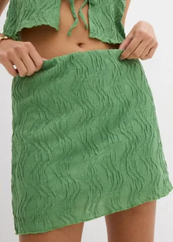 bonprix bonprix Minifalda con aspecto estructurado verde hoja Online