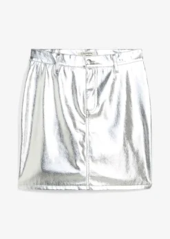 bonprix bonprix Minifalda con aspecto metalizado Plata metalizado Clearance